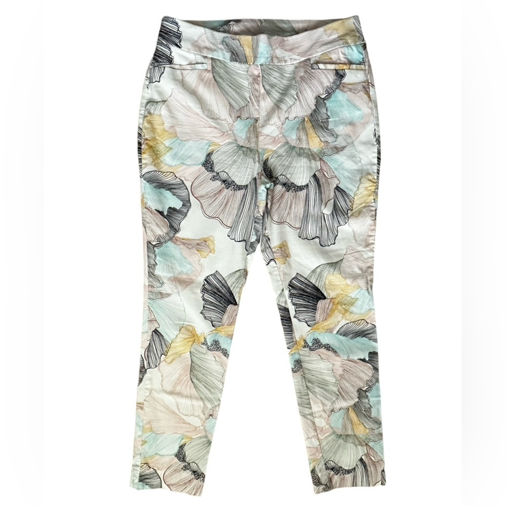Chico’s BRIDGETTE ANKLE Cropped PANTS Pastel Floral Women’s US Size 8R. - Picture 2 of 15